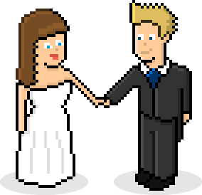 Pixel versions of Jon and Katie